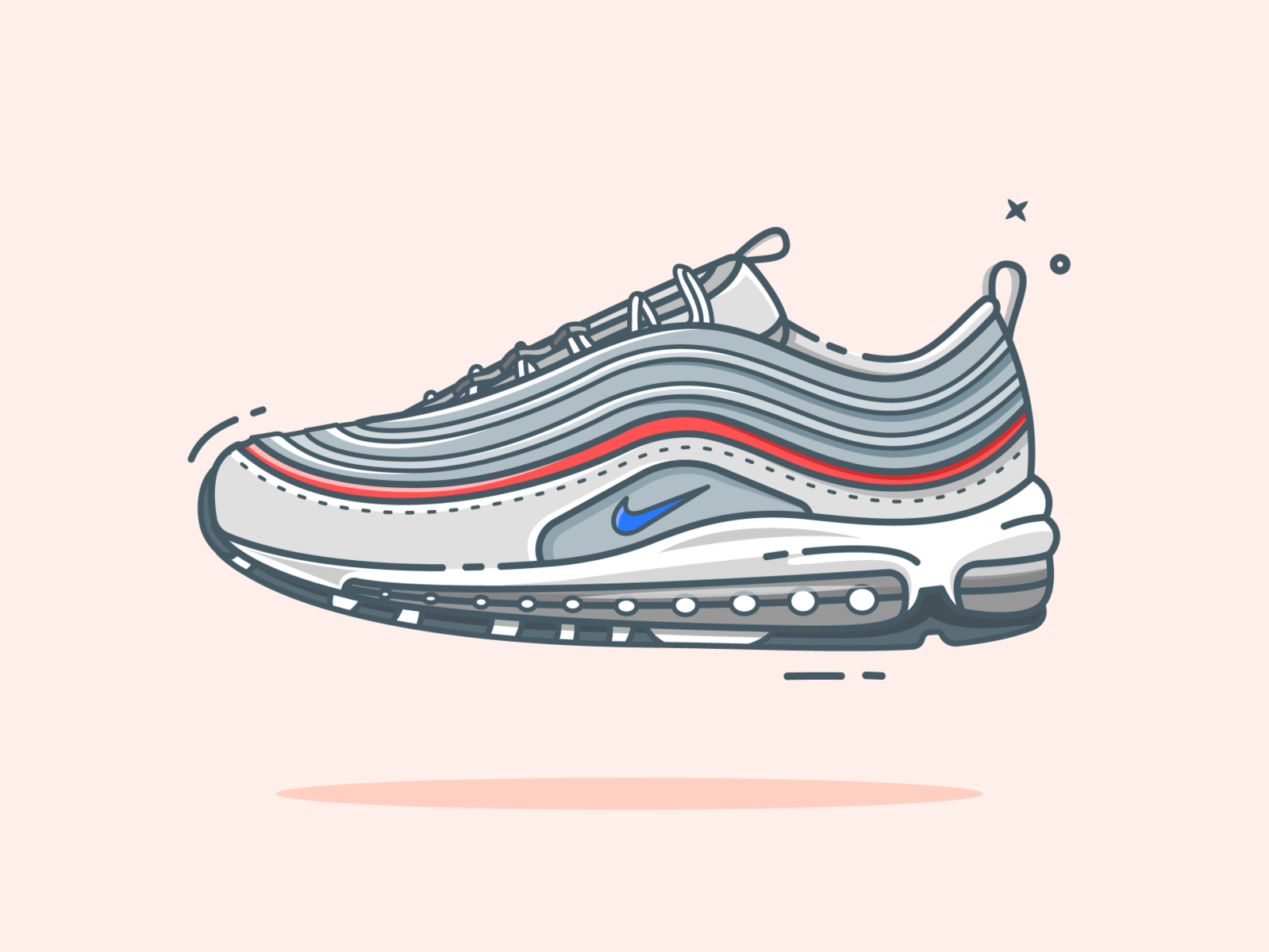 Nike Airmax 97 airmax flat illustration flatdesign illustration illustrator minimal nike nike air nike air max nike shoes shoe shoes sneakers vector