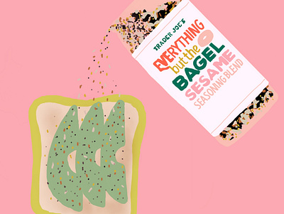 Everything But the Bagel Toast avocado toast digital illustration procreate app