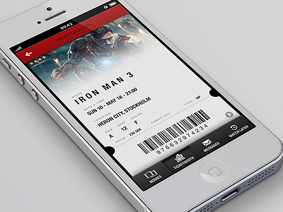 Movie Tickets App app design gui ios iphone iron man movie receipt tab bar ticket ui ux