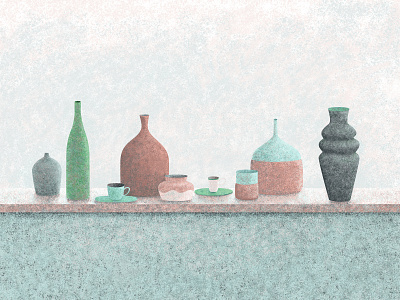 Still life / pottery design digital art flat illustration minimal stilllife texture
