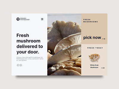 Monday Mushroom - Landing page clean concept ecommerce landing page minimalist mushroom redesign concept ui ux web design white space