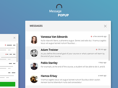 Message Popup app design flat interface message popup modal typography ui user list ux web widget