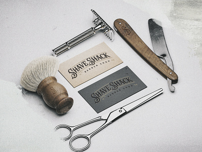 Shave Shack Barber Shop branding design logo packaging type typography