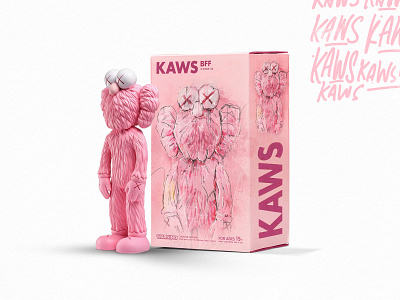 KAWS BFF Pink Edition Packaging branding design digitalart graphic design illustration type typography