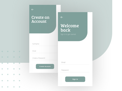 Sign In & Create Account Mockups
