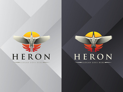 Heron Logo agency bird brand branding clean company creative design heron icon identity logo modern nature polygonal studio sunset travel vector wild