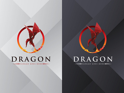 Dragon Logo branding clean colorful design dragon fire fly futuristic icon identity illustration logo logo templates modern monster polygonal red strong vector wild