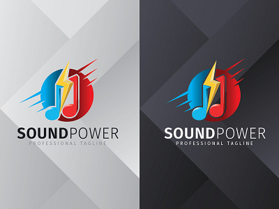 Sound Power Logo app audio blue branding colorful design electric icon identity logo modern music power red sound sound system studio symbol vector web