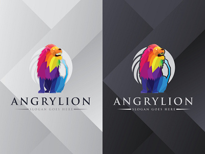 Angry Lion Logo animal app beast blue branding clean colorful design futuristic hunter icon identity lion logo modern polygonal predator vector web wild