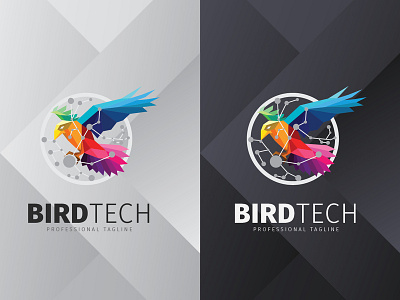 Bird Tech Logo app bird branding clean colorful crow design eagle futuristic icon identity logo modern multicolor polygonal tech technology vector web wild