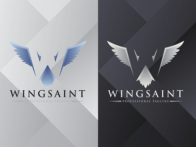 Wingsaint Logo app bird blue brand branding company design futuristic icon identity letter logo modern polygonal tech technology vector web wild wings