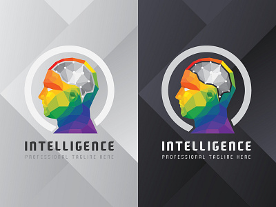 Intelligence Logo brain brand branding colorful creative app design futuristic genius human icon identity intelligence logo modern polygonal smart tech technology vector web