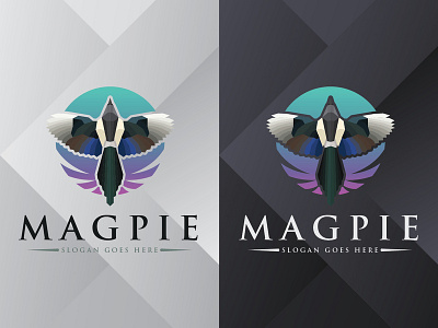 Magpie Bird Logo bird brand branding colorful company design flying futuristic icon identity logo magpie modern polygonal tech technology vector web wild wings