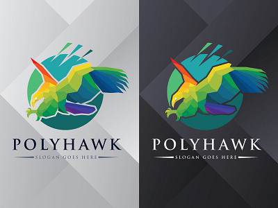 Polyhawk Logo app bird brand branding colorful company design eagle futuristic hawk icon identity logo modern polygonal tech technology vector web wild