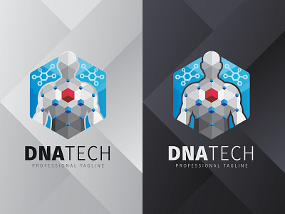 Dna Tech Logo app brand branding colorful company cubic design dna futuristic human icon identity logo modern polygonal robot tech technology vector web