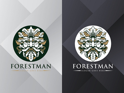 Forest Man Logo brand branding design fantasy forest head human icon identity illustration leaf leaves logo mythology nature old man spirit vector