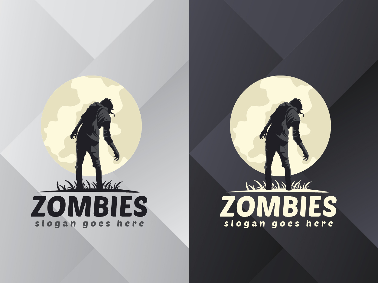 logo design, zombie chasing people, patch logo, by | Stable Diffusion