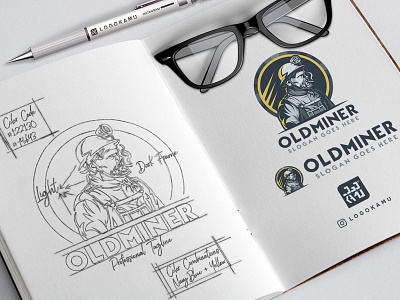 Old Miner Logo brand branding coal design gold human icon identity illustration label logo man mascot mine miner mining oil old man professional vector