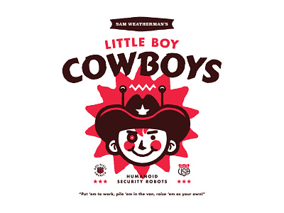 little boy cowboys big grande cowboy earwolf retro robot t-shirt graphic vintage