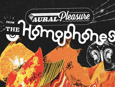 the homophones - aural pleasure band gig poster hand drawn illustration logo music poster poster design type