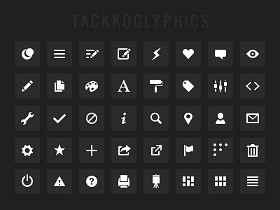 Tackkoglyphics font icon set icons simple tackk webfont