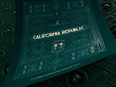 California Republic - ( Poster on Deco ) 5 of 7 3d 3d art branding california cinema4d clean clean design design gold foil graphic graphic design icon illustration illustrator line art logo poster typography vector wicker