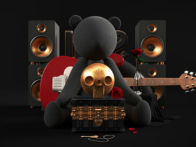Still Life - ( Awaken ) 1 of 6 3d 3d animation animation animation after effects branding cinema 4d cinematic graphic graphic design guitar logo motion motion graphics music skull still life teddy bear typography