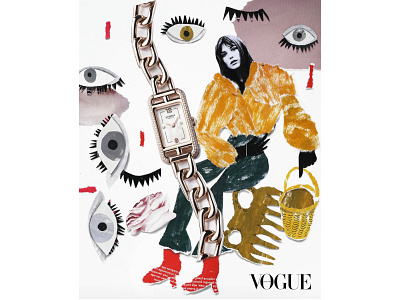 Illustration for Vougue Thailand 10th issue special artwork collage editoral hermes hermes watch illustration magazine mixed media paper collage paperart vouge watch