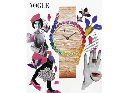Watches for Vogue collage color fashion illustration mixed media painting paper collage paperart vogue watch