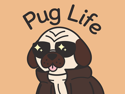 Pug Life dog graphic design illustration illustrator pug puglife shirtdesign vector