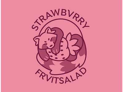 Strawbvrry/FrvitSalad Logo graphic design illustrator logo red panda redpanda strawberry vector