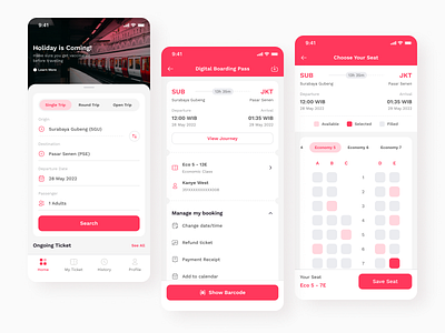 Train Tickets Booking App 🚂 app awesome design clean design inspiration ios minimal mobile app new shot pink popular shot ticketing tickets train ui ui design white