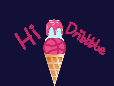 hi, dribble debuts hello dribbble ice cream sketch