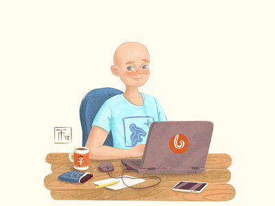 Programmer's workplace avatar character design developer illustration portrait programmer raster workplace