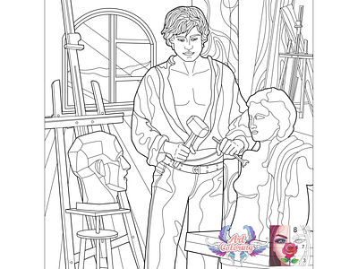 07 Line art for mobile app "Art Coloring - Coloring Book" adobe illustrator antistress art color by number lineart mobile app