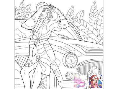 05 Line art for mobile app "Color For You - Plot stories & ..." adobe illustrator antistress art car color by number colorbook coloring coloringbynumber fashion girl car girl illustration illustration line art lineart linedrawing mobile app