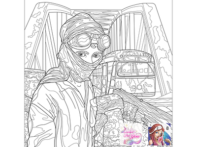 08 Line art for mobile app "Color For You - Plot stories & ..." adobe illustrator adobeillustator antistress art apocalypse boy color by number coloring illustration line art stalker vector