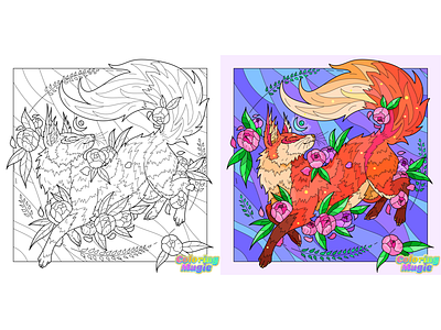 02 Coloring app "Coloring Magic - Color by Number" by number adobe illustrator antistress art color by number illustration lineart mobile app vector