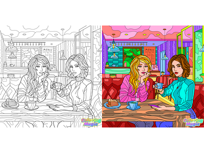 03 Coloring app "Coloring Magic - Color by Number" by number adobe illustrator antistress antistress art color by number flat gaming hobbies illustration lineart mobile app mobile game painting vector
