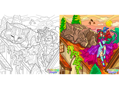 06 Coloring app "Coloring Magic - Color by Number" by number 2d adobe illustrator ai antistress art color by number illustration illustrator lineart mobile app vector