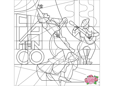 13 Line art for mobile app "Happy Color - Color by Number" adobe illustrator cubism illustration vector