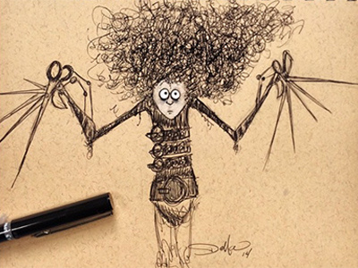 Edward Scissorhands art cartoon character design hand drawn markers monster movie