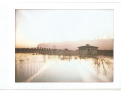 double bird watching country double double exposure fence film lake light lookout sky sunset treeline trees water woods