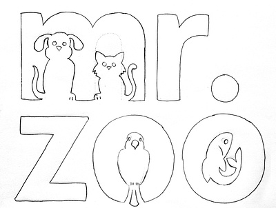 mr. Zoo sketch bird branding cat digital illustration dog fish illustration logo logo design parrot pet pets petshop zoo