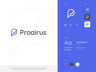 Proairus Branding android app blue branding favicon icon identity illustration ios logo logo mark mark marketing logo typogaphy vector