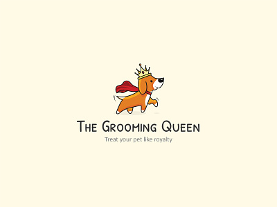 The Grooming Queen - Logo 2020 branding crown dog dog illustration dog logo grooming illustration logotype pet pet logo queen robe