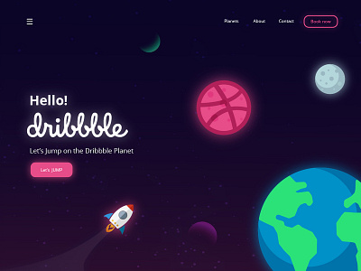 Hello, Dribbble! 2018 2019 dribble first shot landing page space thanks