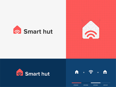 Smart-hut Logo Branding creative logo hut logo logo logodesign logotype minimal simple logo smart home logo smart logo wifi