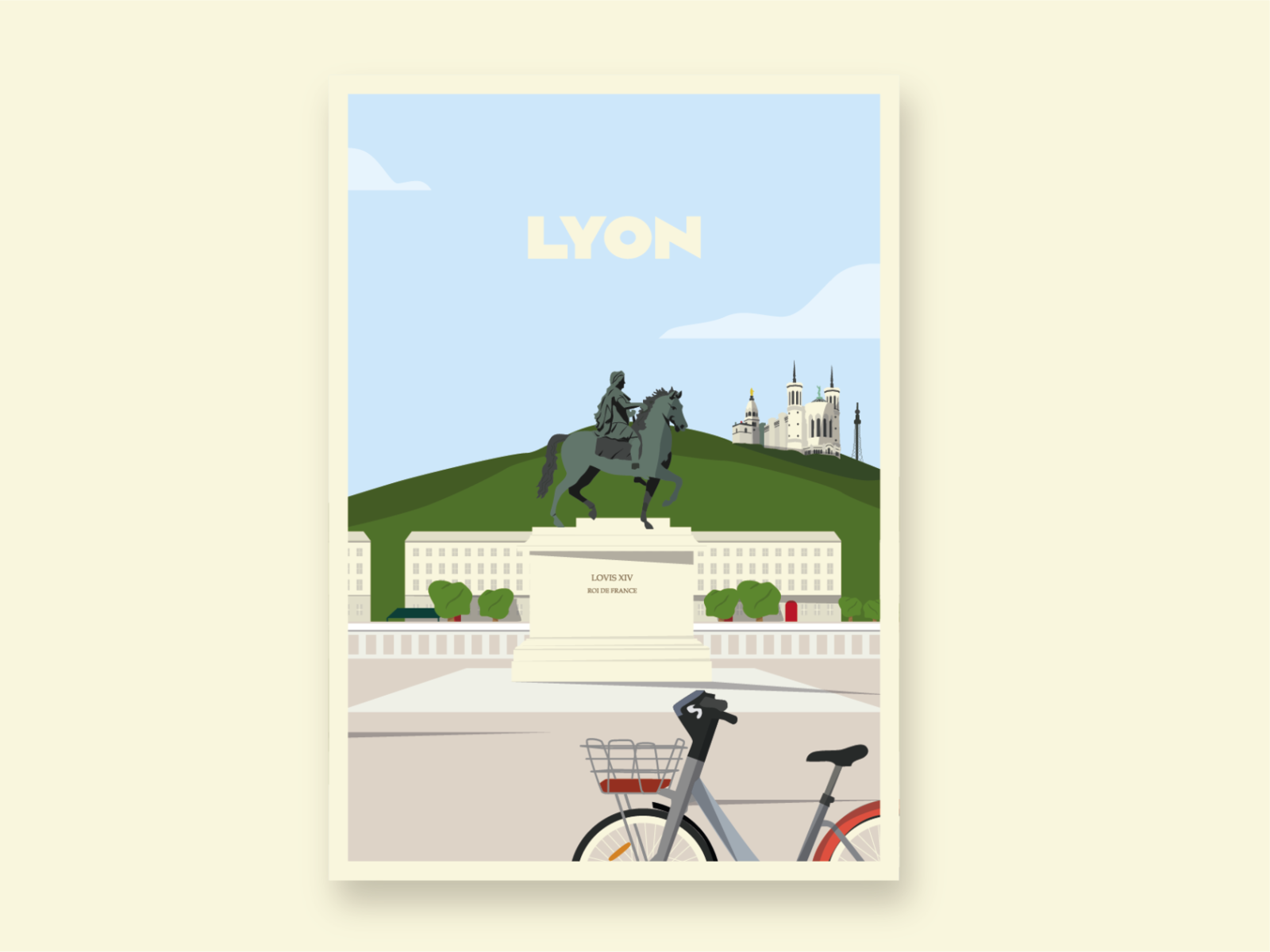 Place Bellecour - Lyon (France) bellecour design flat illustrator lyon poster
