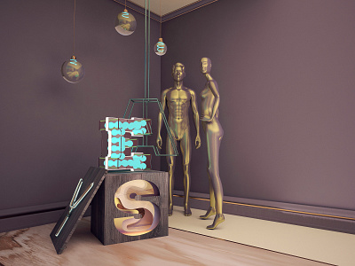 Art object for the store "Easy" 3d modeling 3dmax design design interior fashion typography